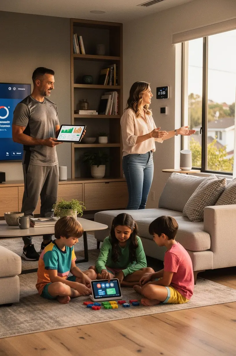 Electric vehicle charging stations conveniently located in a residential parking area promoting green transportation